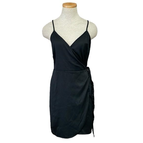 ASOS Dress Women's 6 Black Mini Wrap Dress Sleeveless - Picture 1 of 14